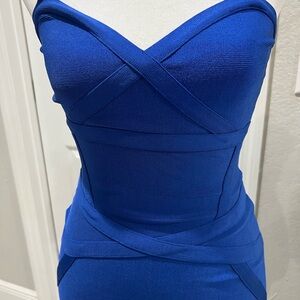 Bebe blue bodycon Strapless Dress